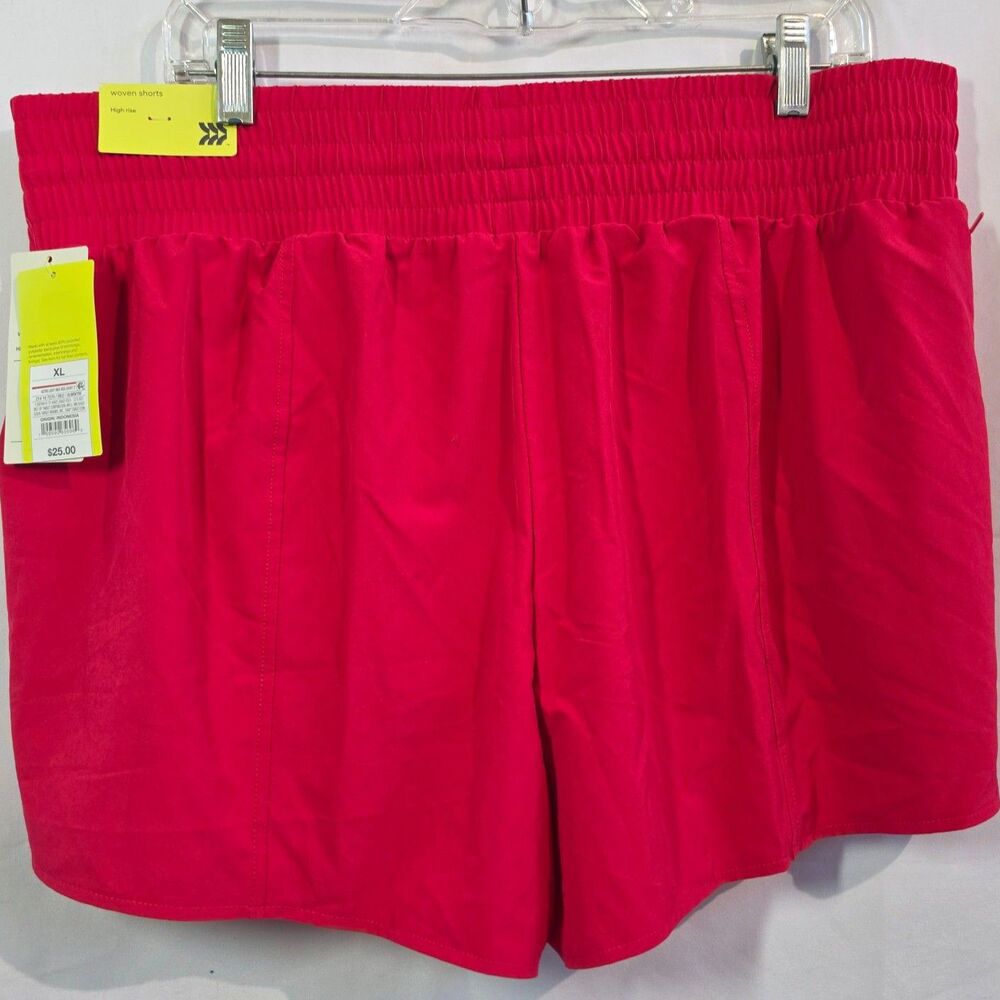 NWT All in Motion Active Light High Rise Running Shorts 3" Red Woven Womens XL - Picture 2 of 8